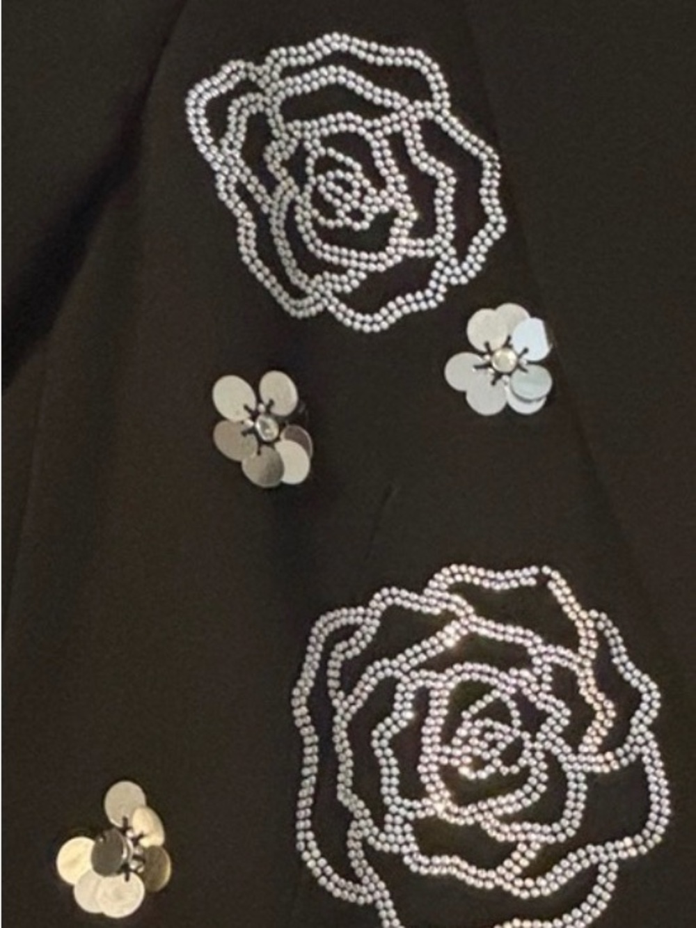 Karl Lagerfeld Paris Rose Rhinestone Blazer NWOT Black Size 8 - Picture 4 of 14